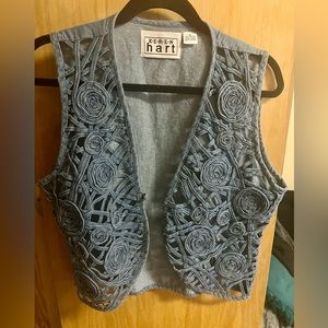Vintage Keren Hart denim rose cut out vest